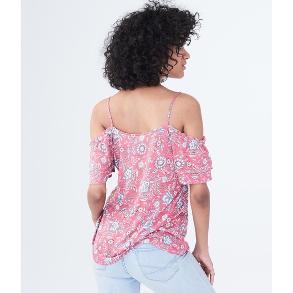 NWT Aeropostale Floral Cold-Shoulder Top - Picture 2 of 5